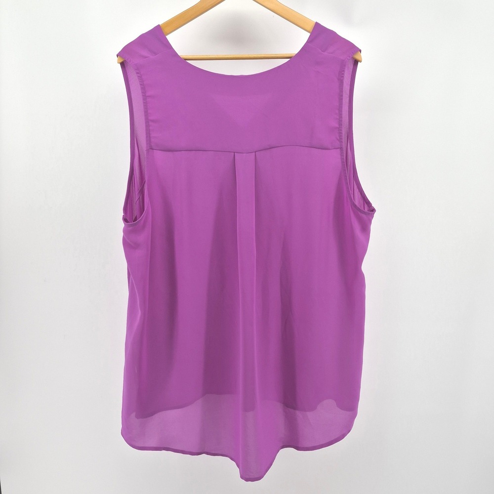 Eloquii Purple V-Neck Pleated High-Low Blouse Plus Size 22 Sleeveless Chiffon - Picture 8 of 10